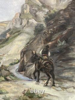 Ancien tableau TRAVERSÉE des ALPES en NE peinture Henri DIDIER DE ROUSSET à GAP
