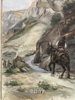 Ancien tableau TRAVERSÉE des ALPES en NE peinture Henri DIDIER DE ROUSSET à GAP