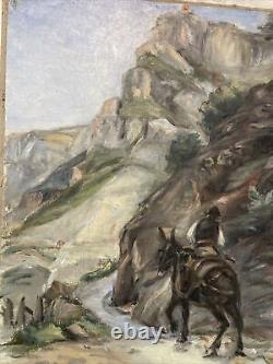 Ancien tableau TRAVERSÉE des ALPES en NE peinture Henri DIDIER DE ROUSSET à GAP