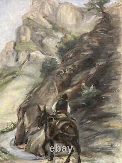 Ancien tableau TRAVERSÉE des ALPES en NE peinture Henri DIDIER DE ROUSSET à GAP