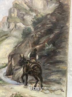 Ancien tableau TRAVERSÉE des ALPES en NE peinture Henri DIDIER DE ROUSSET à GAP