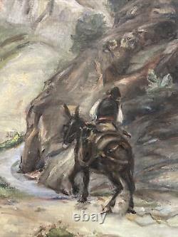 Ancien tableau TRAVERSÉE des ALPES en NE peinture Henri DIDIER DE ROUSSET à GAP