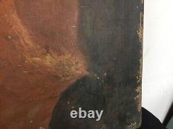 Ancien tableau XIXeme clé du paradis et porte de l enfer signé a identifier