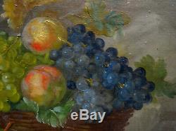 Ancien tableau XVIII / XIX huile nature morte aux fruits signé L. CASTEX