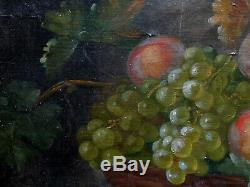 Ancien tableau XVIII / XIX huile nature morte aux fruits signé L. CASTEX