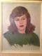 Ancien tableau XXe Portrait Femme Huile sur toile Signée C1947 American Painter