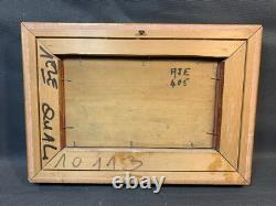 Ancien tableau bois peinture huile sur panneau doré à la feuille G. Costeau