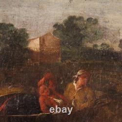 Ancien tableau de paysage bucolique pastoral huile sur toile peinture 700