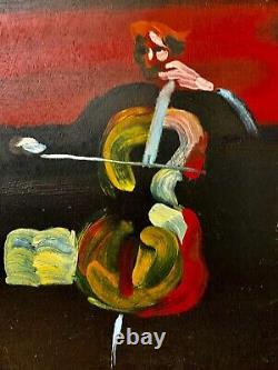 Ancien tableau fauvisme huile sur bois scène de genre orchestre Dlg Stamboulian