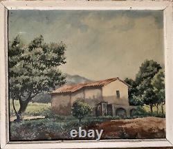 Ancien tableau huile XX paysage de Provence corps de ferme fauvisme signé GARCIN