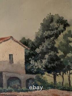 Ancien tableau huile XX paysage de Provence corps de ferme fauvisme signé GARCIN