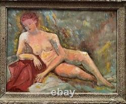 Ancien tableau huile fauvisme femme nue à attribuer dl
