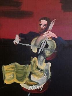Ancien tableau huile figuratif fauvisme naïf orchestre duo Gilbert Dupisson Var