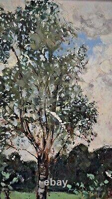 Ancien tableau huile paysage animé vaches impressionnisme Lassalle dlg Sisley