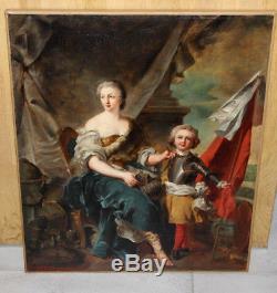 Ancien tableau huile portrait famille royale suiveur de Charles Le Brun