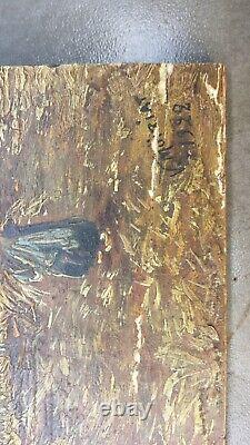 Ancien tableau huile sur bois paysage de campagne LA FENAISON signé V MOIRIAT