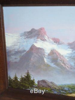 Ancien tableau huile sur panneau Astrid WALFORD paysage montagne Alpes Oisans