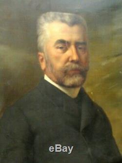 Ancien tableau huile sur toile XIXe portrait d homme auguste de la brely lyon