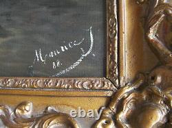 Ancien tableau huile sur toile école française du 19ème signé et encadré