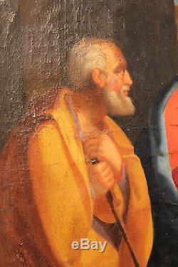 Ancien tableau huile sur toile la nativité époque XVII ème siècle