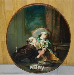 Ancien tableau huile sur toile le jeux enfantin XVIIIe Fragonard