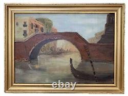 Ancien tableau huile sur toile paysage Canal à Venise impressionnisme signé