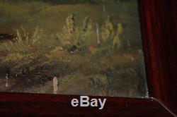 Ancien tableau huile sur toile paysage au moulin signé de Bary fin XIX ème