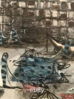 Ancien tableau huile sur toile peinture paysage canal de Venise gondole J. RAITO