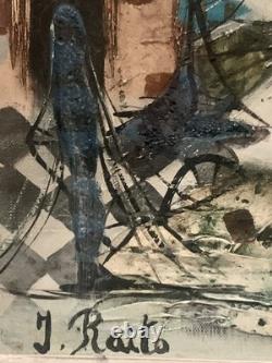 Ancien tableau huile sur toile peinture paysage canal de Venise gondole J. RAITO