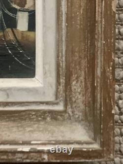 Ancien tableau huile sur toile peinture paysage canal de Venise gondole J. RAITO