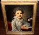 Ancien tableau huile sur toile portrait d'enfant XIXe suiveur de Greuze