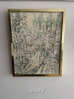 Ancien tableau huile sur toile représentant Montmartre Signé