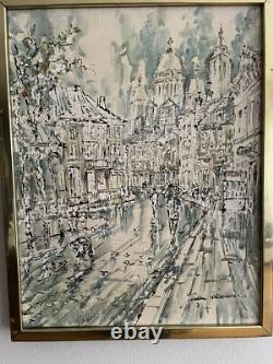 Ancien tableau huile sur toile représentant Montmartre Signé