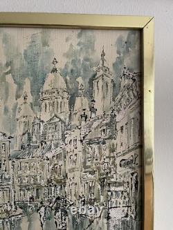 Ancien tableau huile sur toile représentant Montmartre Signé