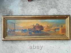 Ancien tableau huile sur toile travail agricole moisson oil on canvas gautreau