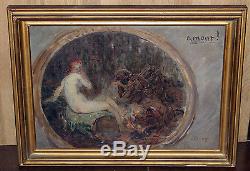 Ancien tableau huile toile amour! Signé Gabriel GUAY vers 1890 XIXe