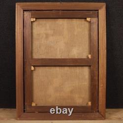 Ancien tableau italien signé peinture huile toile scène de genre portrait 800