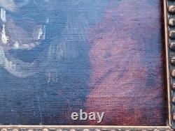 Ancien tableau loup chien peinture huile sur toile oil on canvas Wolf dog