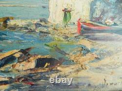 Ancien tableau marin huile sur carton signé