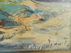 Ancien tableau marin huile sur carton signé