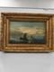 Ancien tableau marine huile sur toile 1889, cadre dor&eacute; sculpt&eacute; sign&eacute;