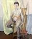 Ancien tableau nu portrait femme &Eacute;cole de Paris Art D&eacute;co peinture cubiste russe