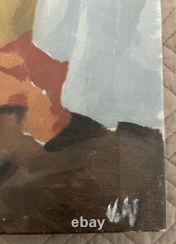 Ancien tableau nu portrait femme École de Paris Art Déco peinture cubiste russe