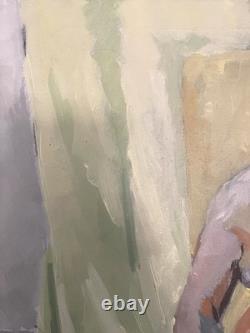 Ancien tableau nu portrait femme École de Paris Art Déco peinture cubiste russe