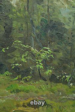 Ancien tableau paysage Paysanne sur le Chemin DoubsIgné EMILE ISENBART 19e