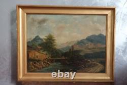 Ancien tableau peinture à l'huile sur toile