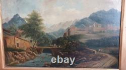 Ancien tableau peinture à l'huile sur toile