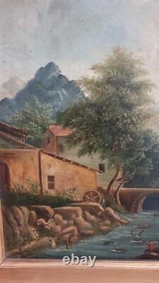 Ancien tableau peinture à l'huile sur toile