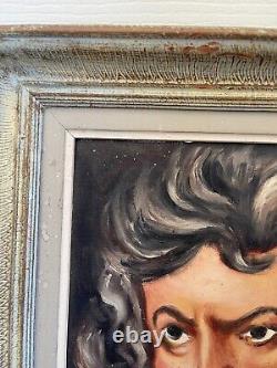 Ancien tableau peinture huile BEETHOVEN Signé Cadre Montparnasse