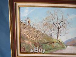 Ancien tableau peinture huile montagne Etienne Albrieux pays Allevard 1942